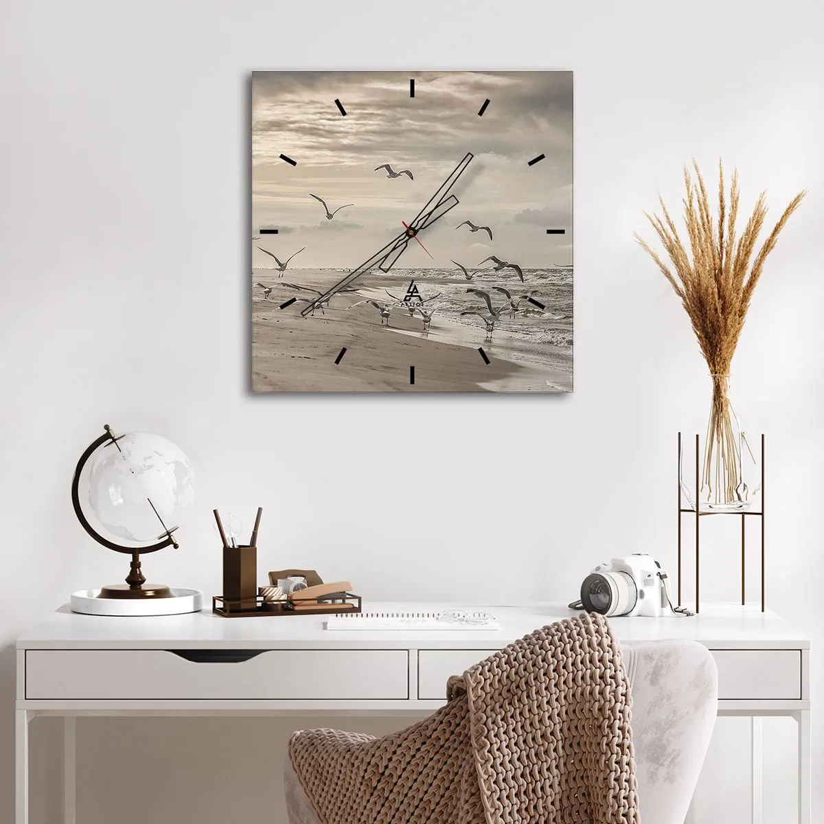 Nástěnné hodiny - Šumění moře, zpěv ptáků - 30x30 cm