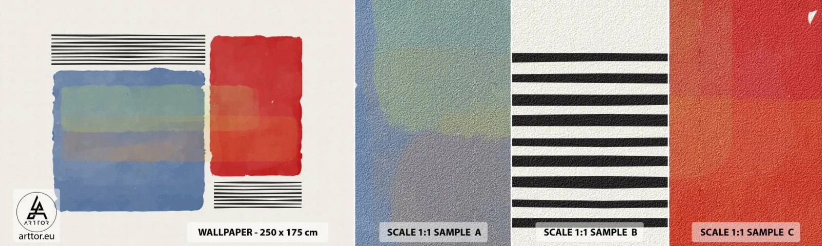 Vzor Fototapety Samolepicí Deluxe Sticker - Duch a písmeno geometrie - Abstrakce, Kus, Moderní umění. - 100x30 cm