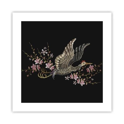 Plakát - Exotický vyšívaný pták - 40x40 cm