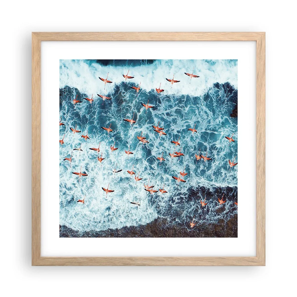 Plakát v rámu světlý dub - Přímořský průvod - 40x40 cm