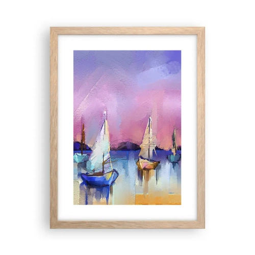 Plakát v rámu světlý dub - Směr: široké vody - 30x40 cm