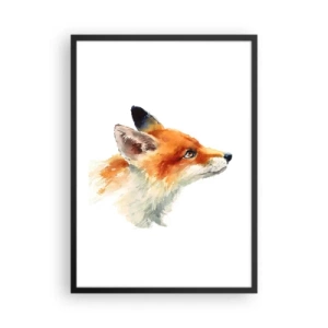Plakát v černém rámu - Akvarelový portrét lišky - 50x70cm - Opatrnosti není nikdy dost - Moderní nástěnná dekorace do obývacího pokoje a ložnice ARTTOR