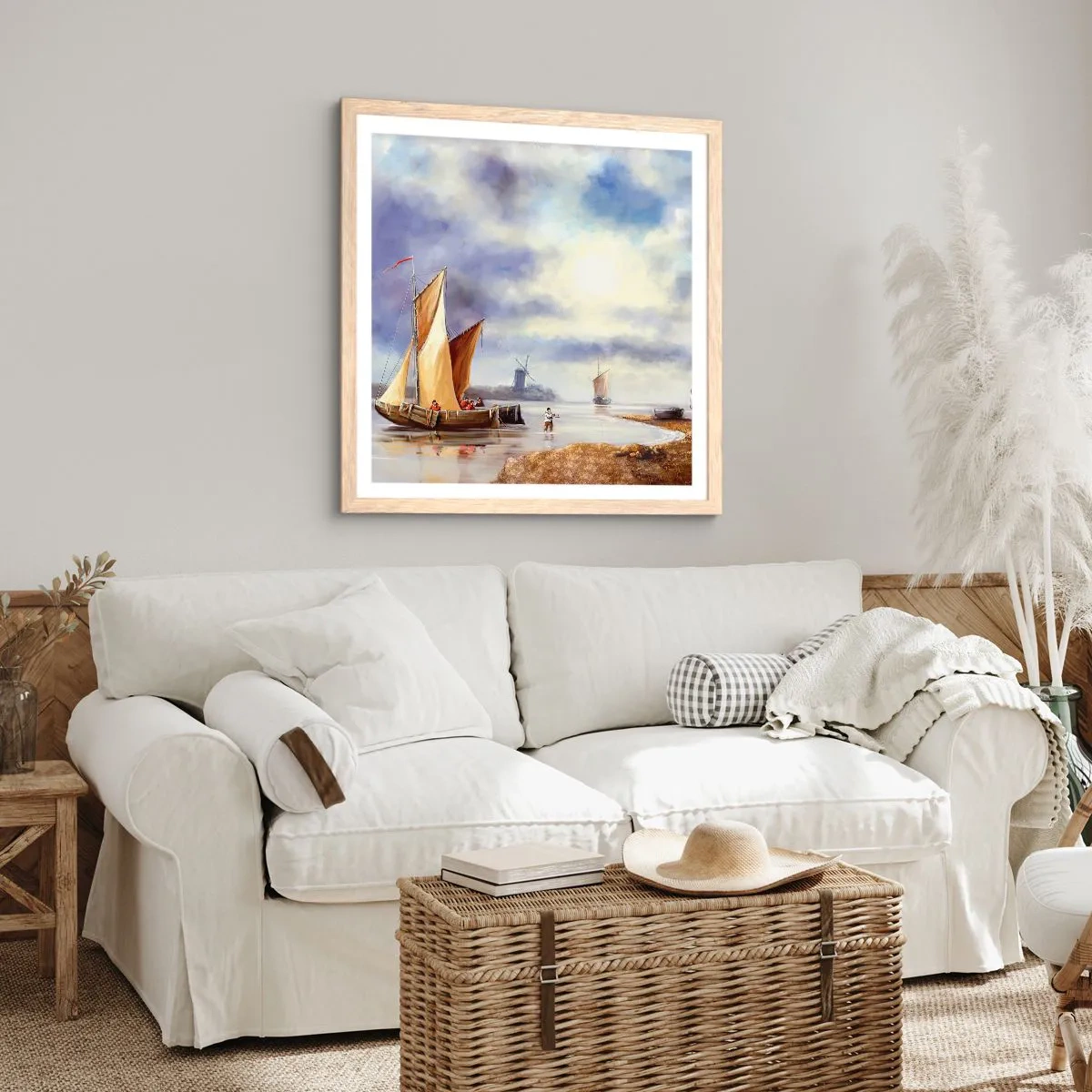 Plakát v rámu světlý dub - Návrat námořníků - 50x50 cm