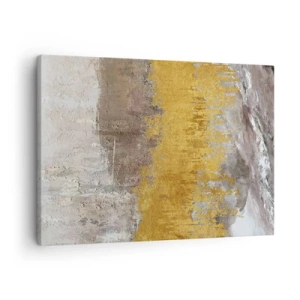 Obraz na plátně - Zlatý a béžový abstraktní vzor - 70x50cm - Zlatistý závan - Moderní nástěnná dekorace do obývacího pokoje a ložnice ARTTOR