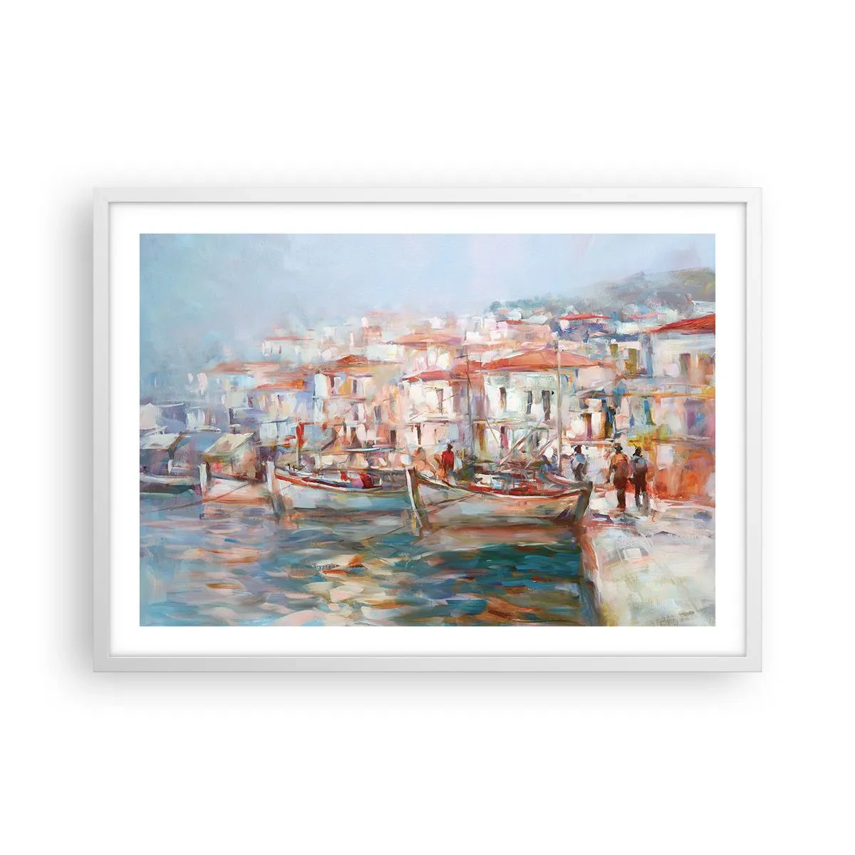 Plakát v bílém rámu - Pastelová dovolená - 70x50 cm