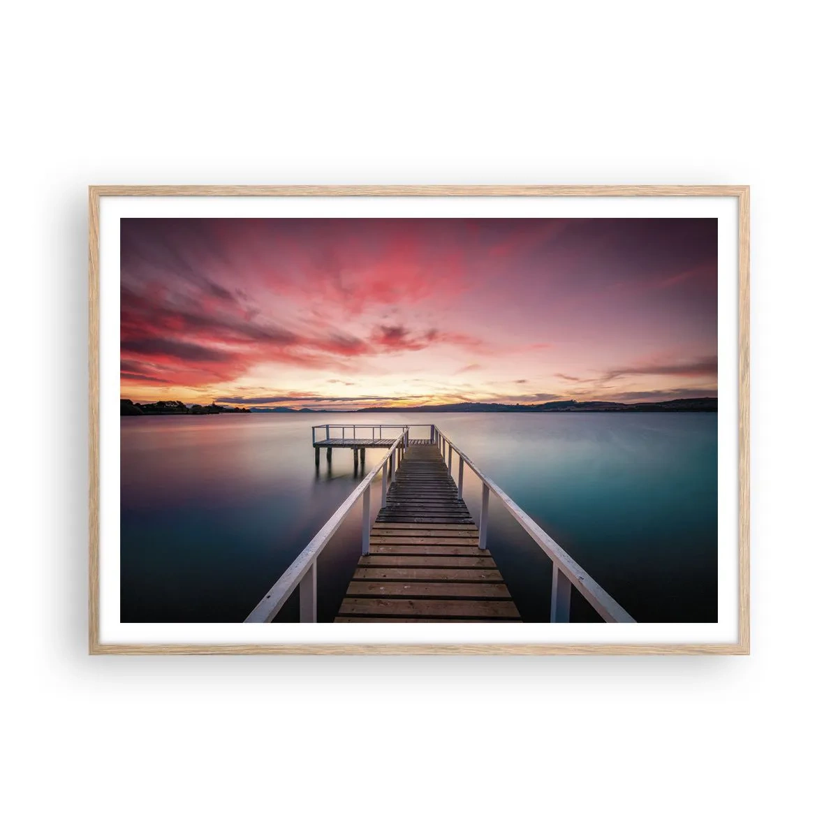 Plakát v rámu světlý dub - Jemný plamen večera - 100x70 cm