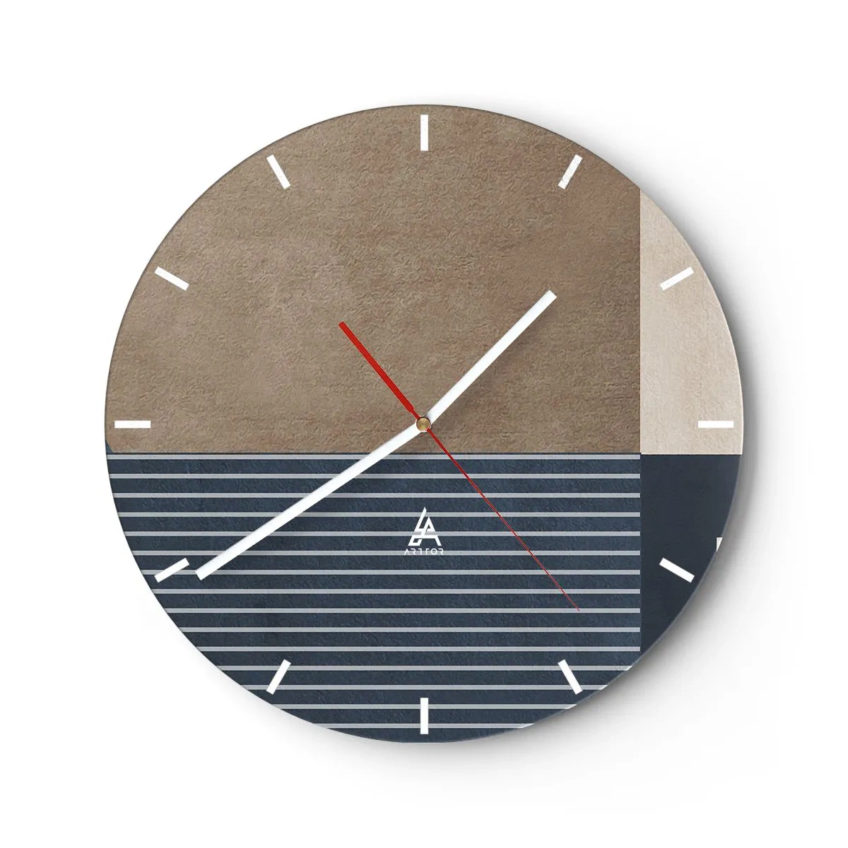 Nástěnné hodiny - Minimalistické uspořádání barev a čar v geometrické formě - 30x30cm - Kompozice jednoduchosti a kulatosti - Moderní nástěnná dekorace do obývacího pokoje, kuchyně a ložnice ARTTOR