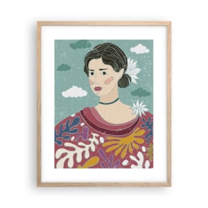 Plakát v rámu světlý dub - S melancholií v pohledu - 40x50 cm