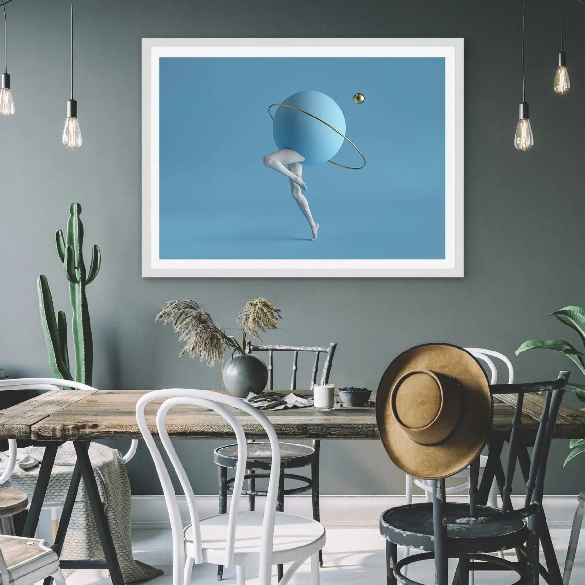 Plakát v bílém rámu - Šílenství planet - 70x50 cm