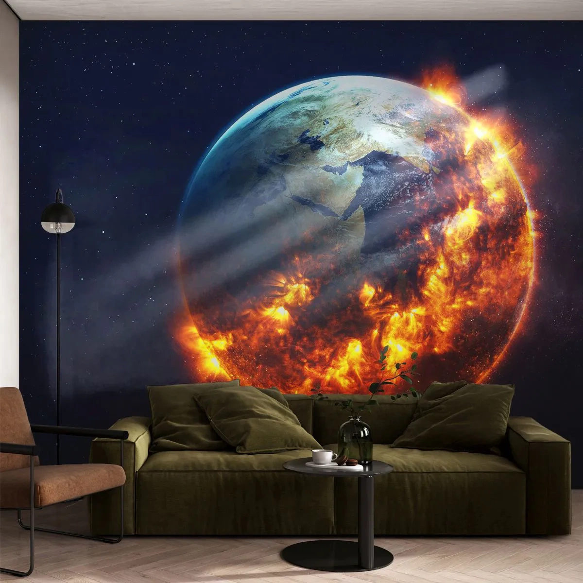 Fototapeta Samolepicí Deluxe Sticker - Plamen apokalypsy - Kosmos, Planeta Země, Plameny ohně - 250x175 cm