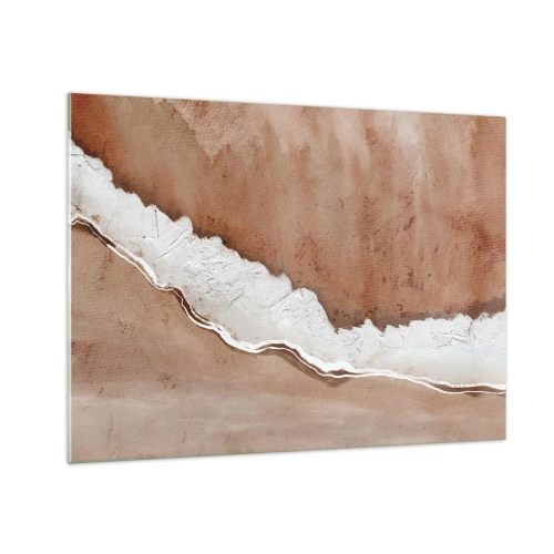 Obraz na skle - Umělecká struktura v zemních tónech a bílé - 70x50cm - V zemitých barvách - Moderní nástěnná dekorace do obývacího pokoje a ložnice ARTTOR