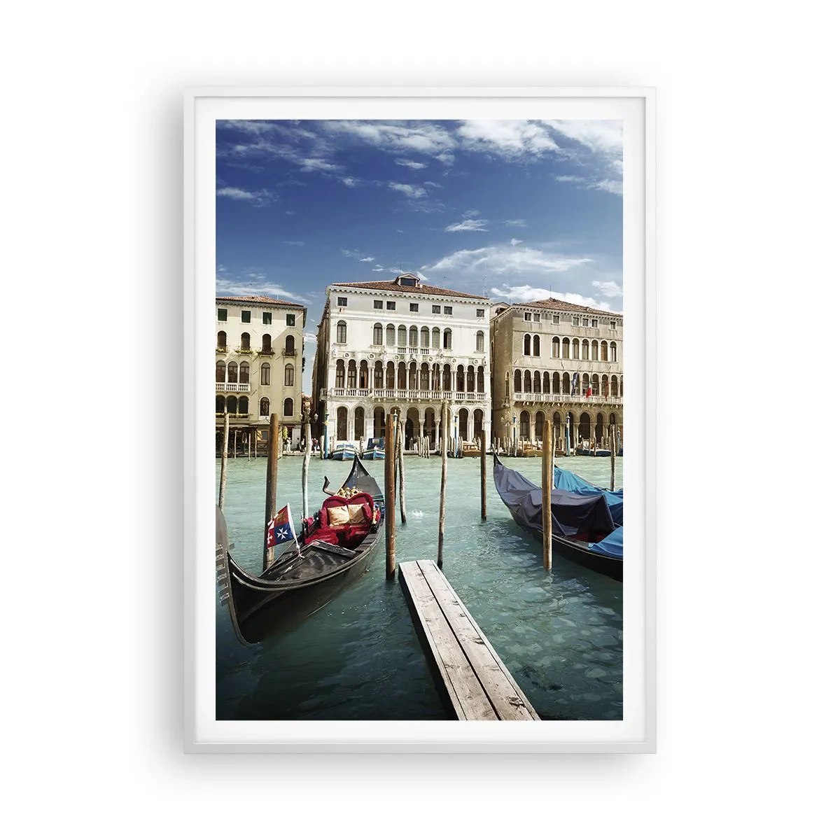 Plakát v bílém rámu - Paláce v modři - 70x100 cm