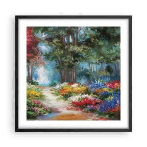 Plakát v černém rámu - Lesní zahrada, květinový les - 50x50 cm