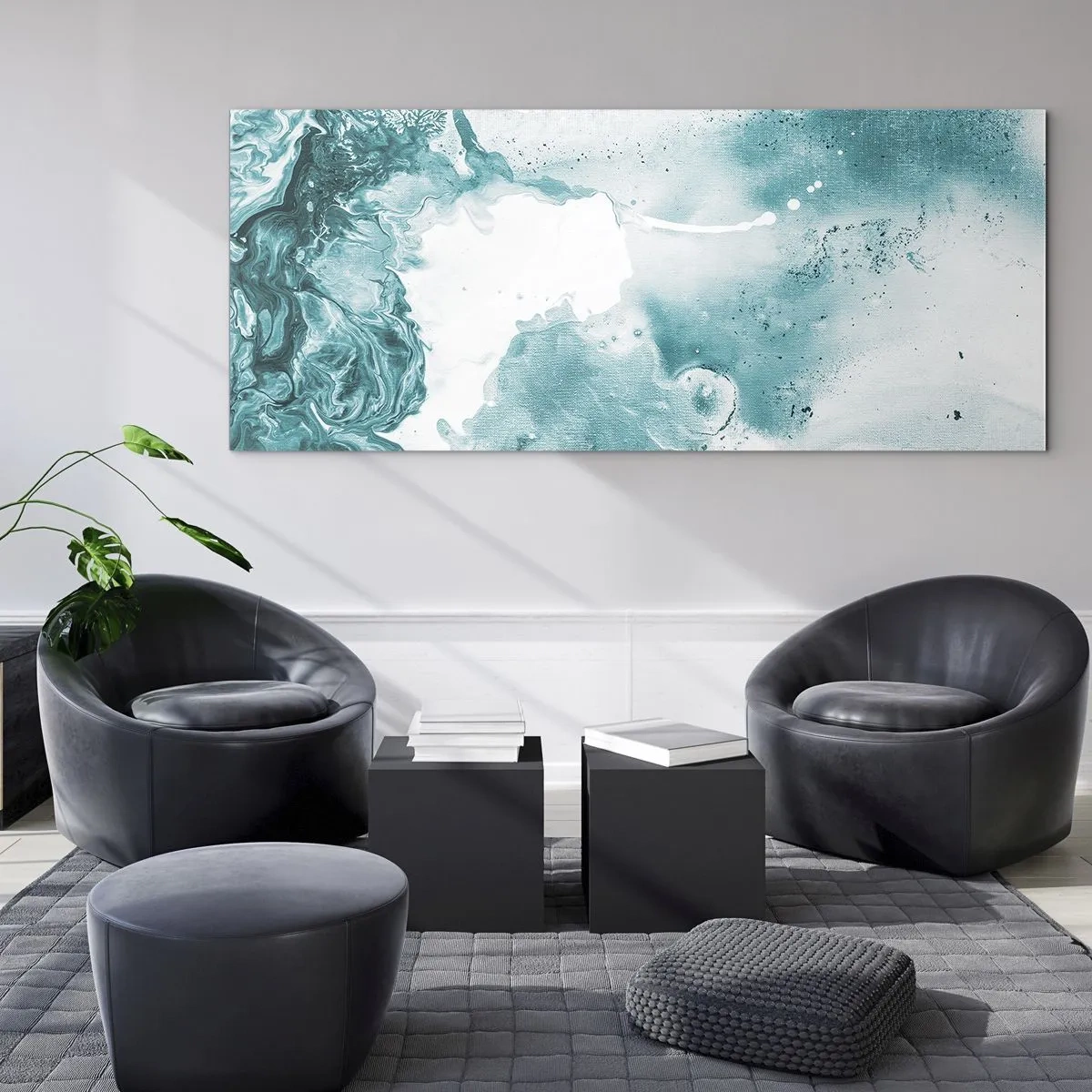 Obraz na skle - Povodí modré - 160x50 cm