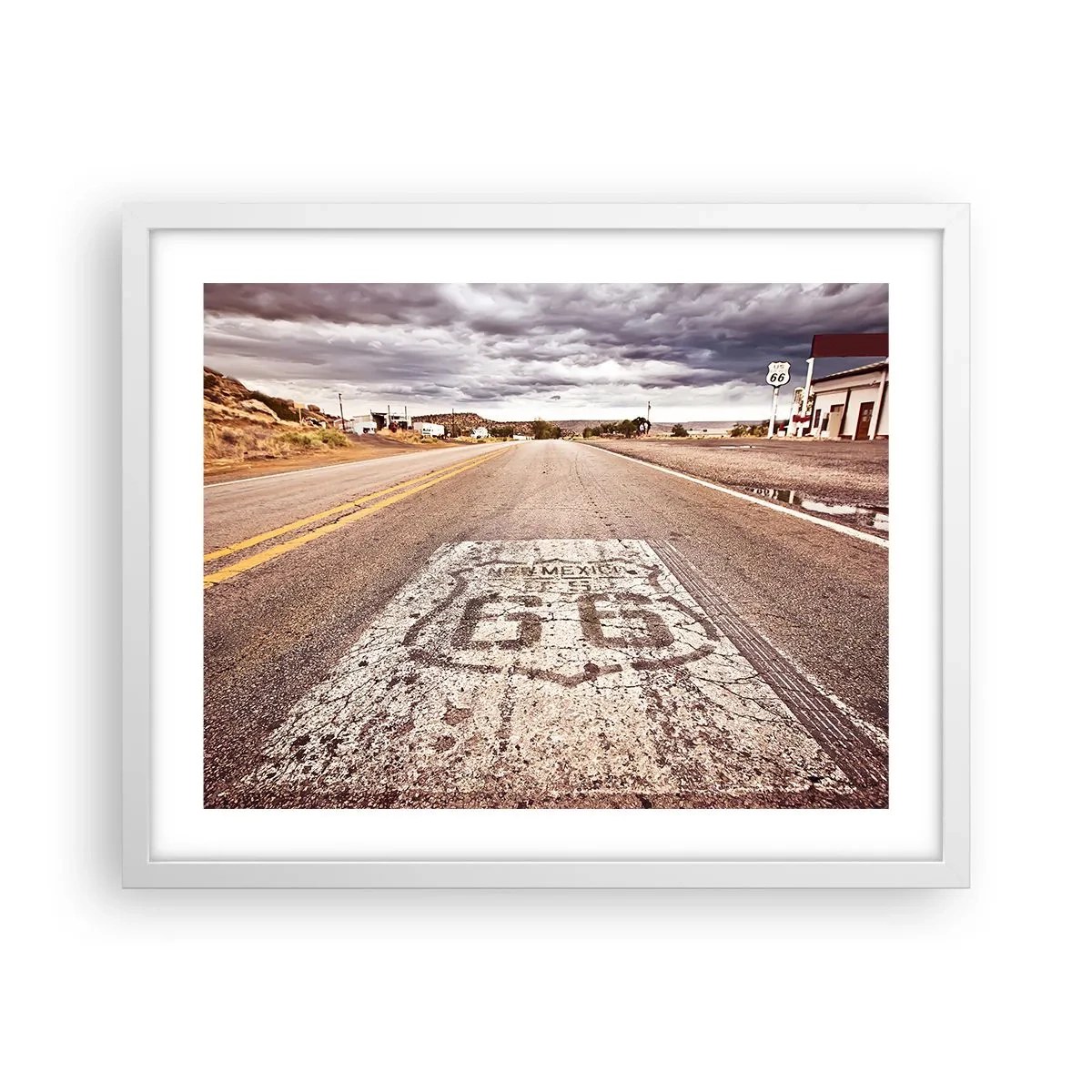Plakát v bílém rámu - Mother Road - americká legenda - 50x40 cm