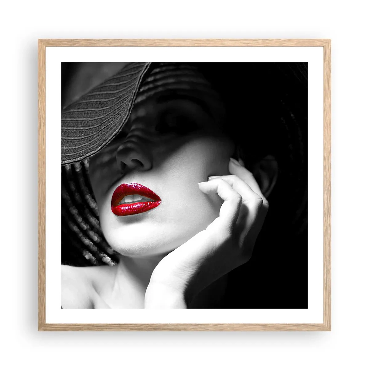 Plakát v rámu světlý dub - Studie v šarlatové - 60x60 cm