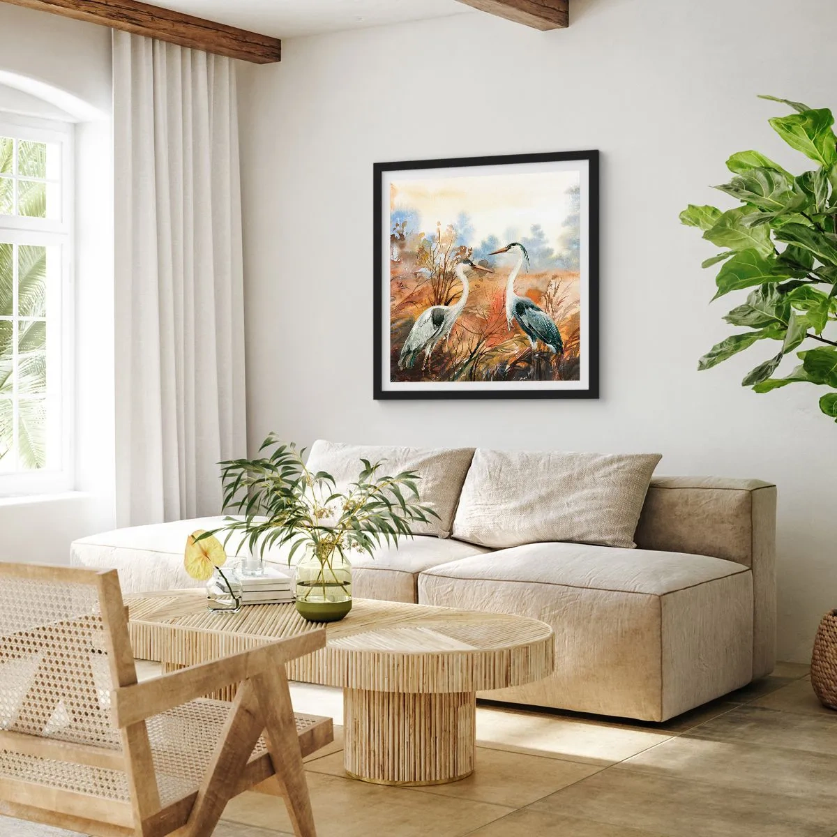 Plakát v černém rámu - Kam na podzim? - 60x60 cm