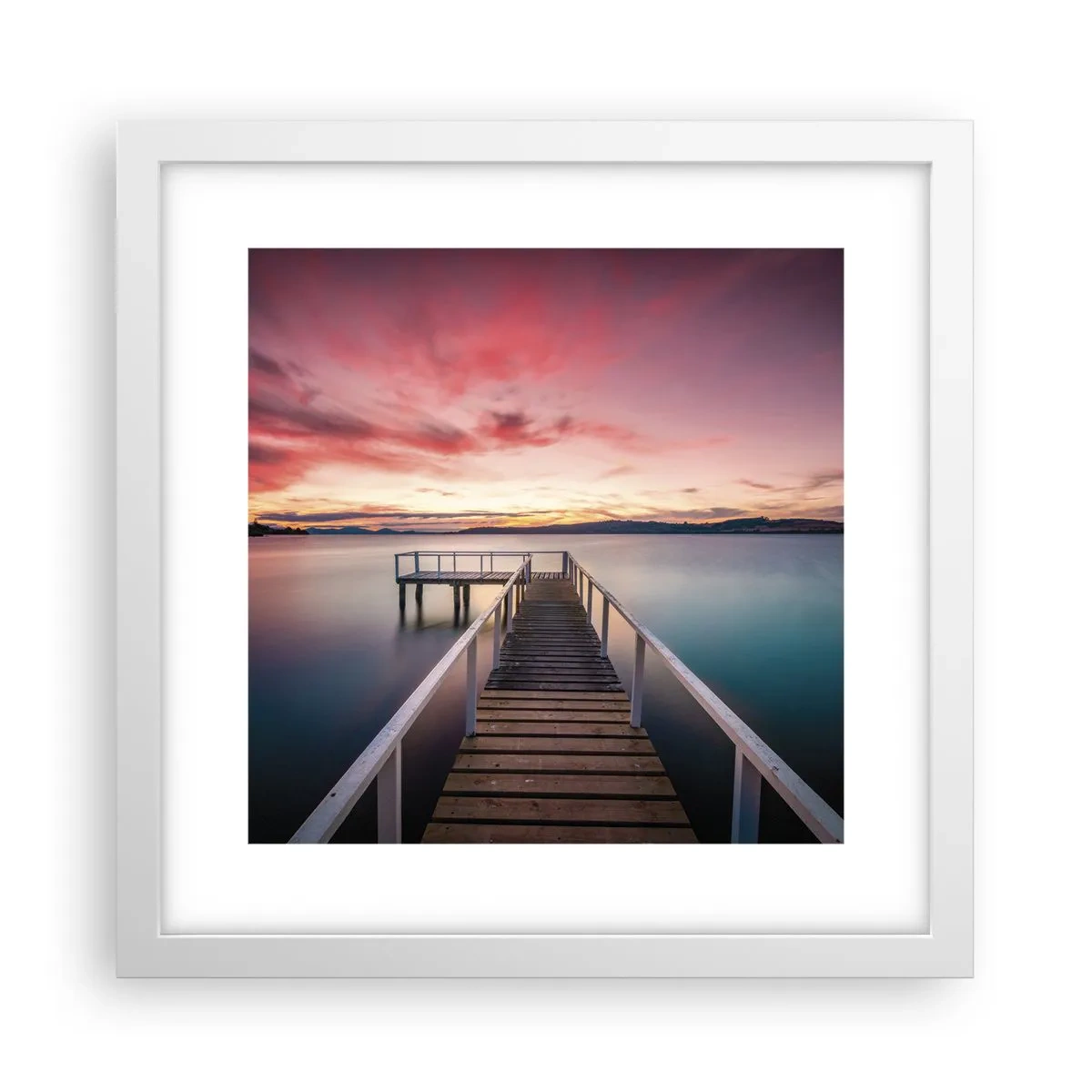Plakát v bílém rámu - Jemný plamen večera - 30x30 cm
