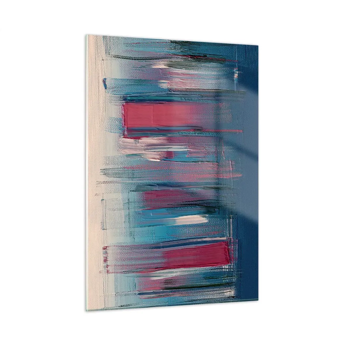 Obraz na skle - Vertikální kompozice v modré a červené - 50x70 cm