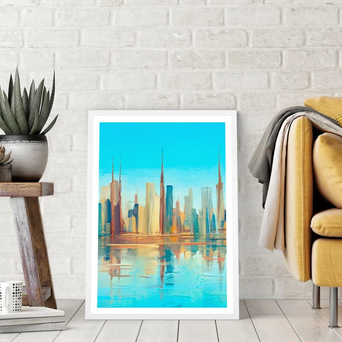 Plakát v bílém rámu - Prosluněná metropole - 70x100 cm