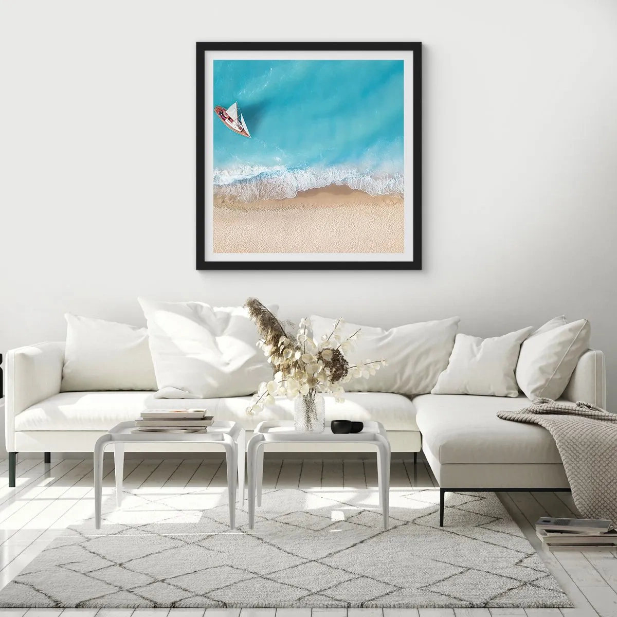 Plakát v černém rámu - Na hranici modré a zlaté - 40x40 cm