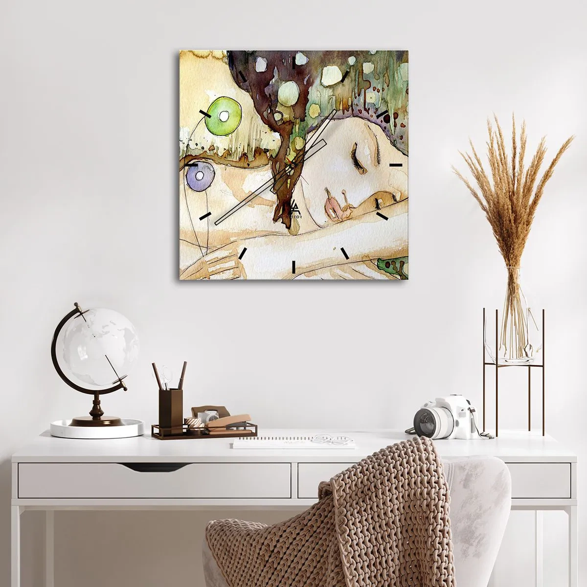 Nástěnné hodiny - Smaragdově-fialový sen - 40x40 cm