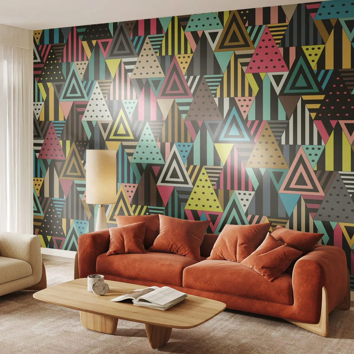Fototapeta Samolepicí Deluxe Sticker - V rytmu na tři - Abstrakce, Kus, Trojúhelníky - 250x175 cm
