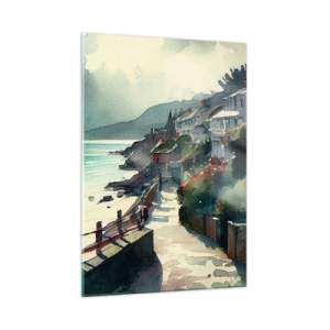 Obraz na skle - Středomořské městečko - 50x70 cm
