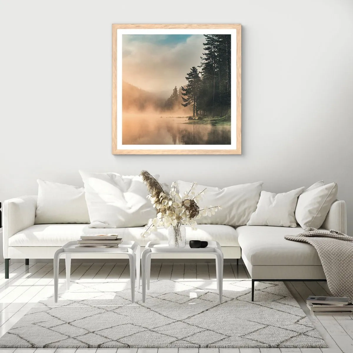 Plakát v rámu světlý dub - Zrození dne - 50x50 cm