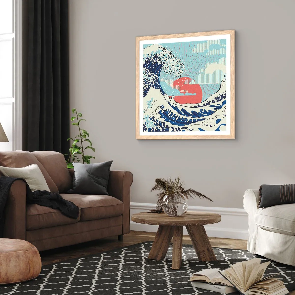 Plakát v rámu světlý dub - Z japonských inspirací - 60x60 cm