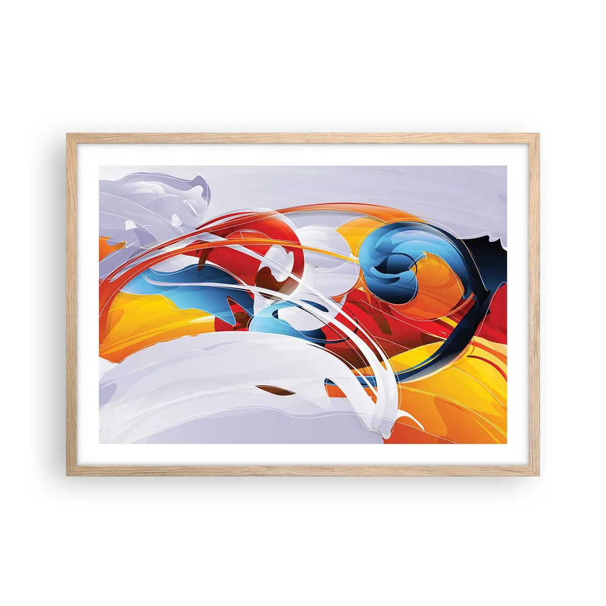 Plakát v rámu světlý dub - Tanec živlů - 70x50 cm