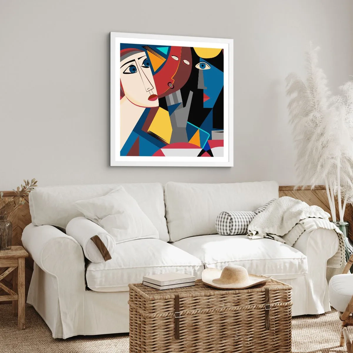 Plakát v bílém rámu - Konverzace kubistů - 30x30 cm