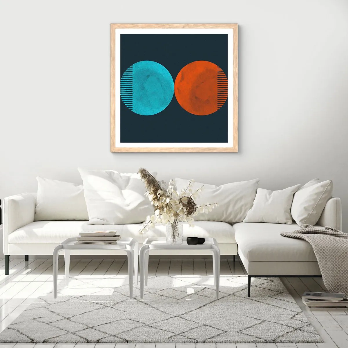 Plakát v rámu světlý dub - Pouze geometrie? - 30x30 cm