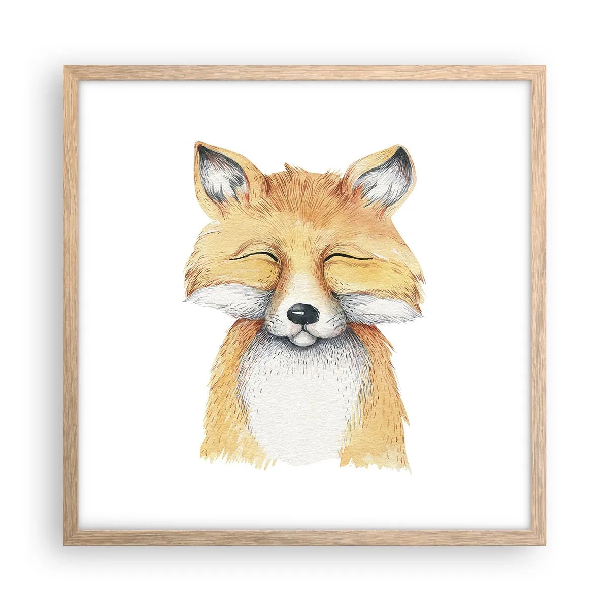 Plakát v rámu světlý dub - Liščí rozladěnost - 50x50 cm