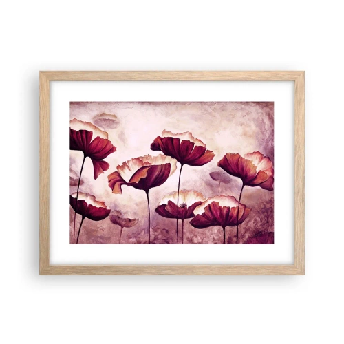 Plakát v rámu světlý dub - Červený a bílý plátek - 40x30 cm