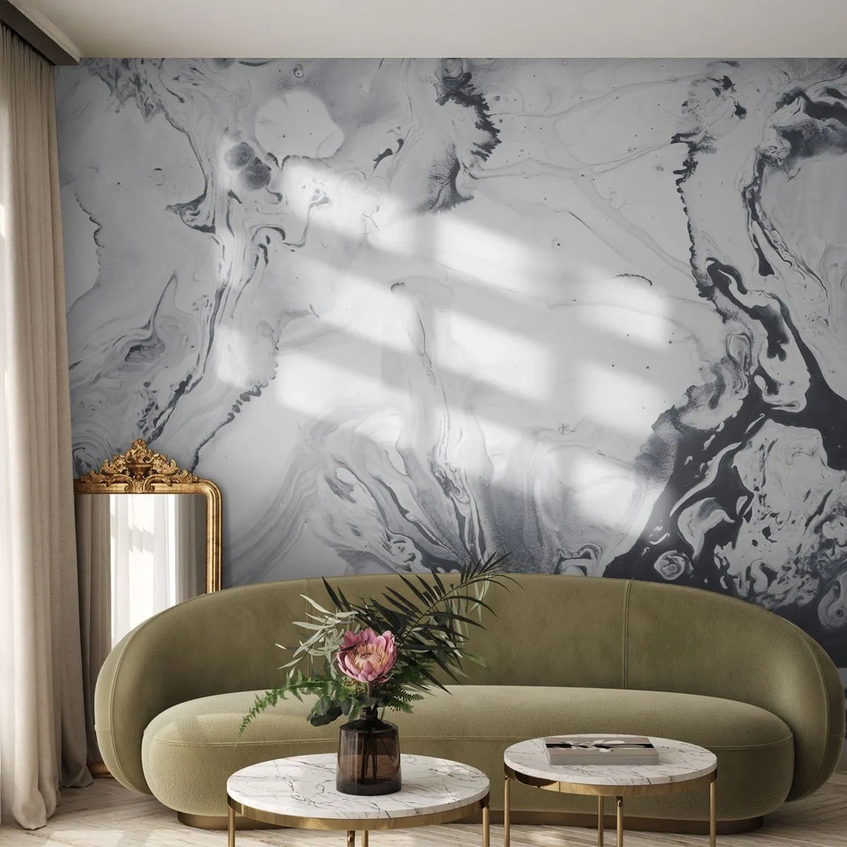 Fototapeta Premium Canvas - Zemské nitro - Abstrakce, Kus, Černý a bílý - 200x140 cm