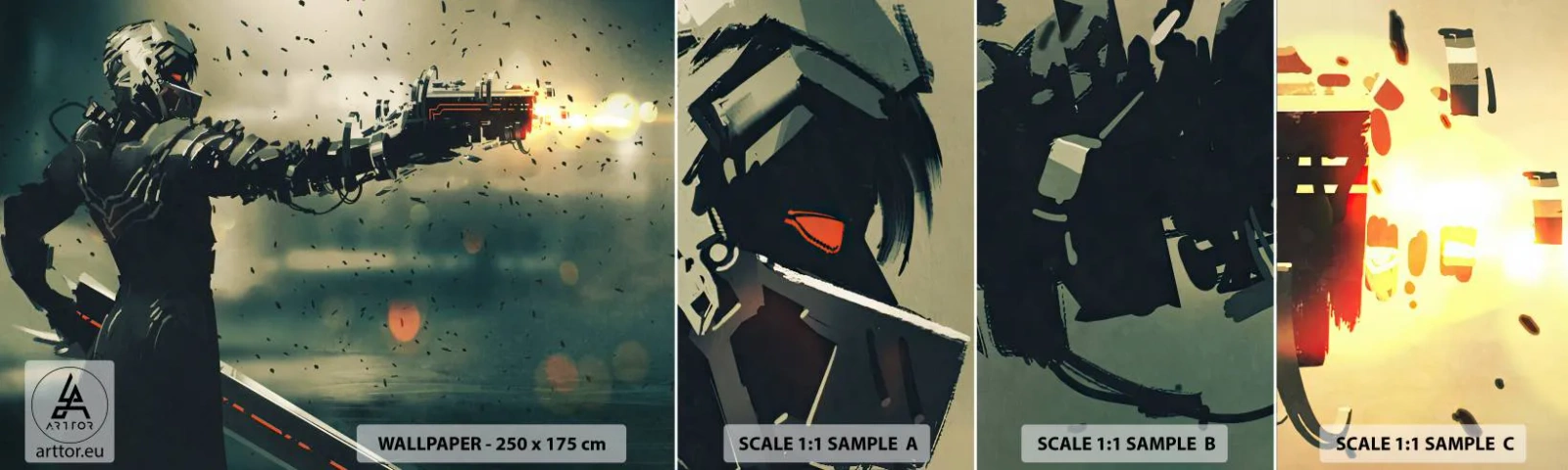 Fototapeta Vzorek Standard Eco - Vražedná zbraň - tvůj vlastní terminátor - Abstrakce, Fantazie, Budoucí válečník - 100x30 cm