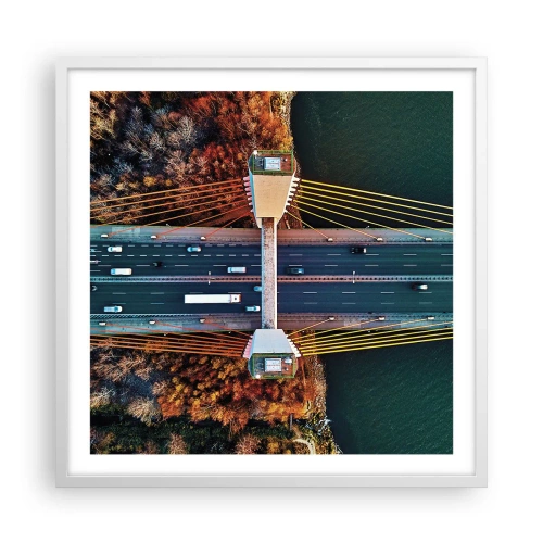 Plakát v bílém rámu - Za vodami, za lesy - 60x60 cm