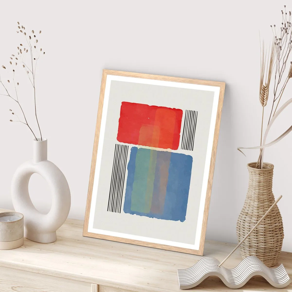 Plakát v rámu světlý dub - Duch a písmeno geometrie - 70x100 cm