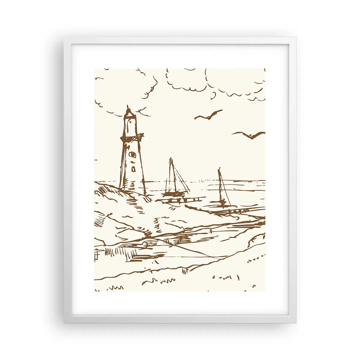 Plakát v bílém rámu - Náčrt letních vzpomínek - 40x50 cm