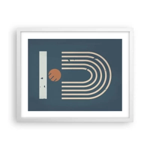 Plakát v bílém rámu - Geometrie v námořnické modři - 50x40 cm