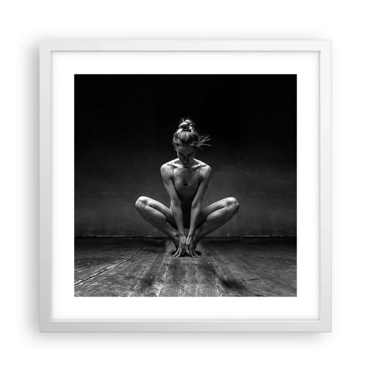 Plakát v bílém rámu - Koncentrace taneční energie - 40x40 cm