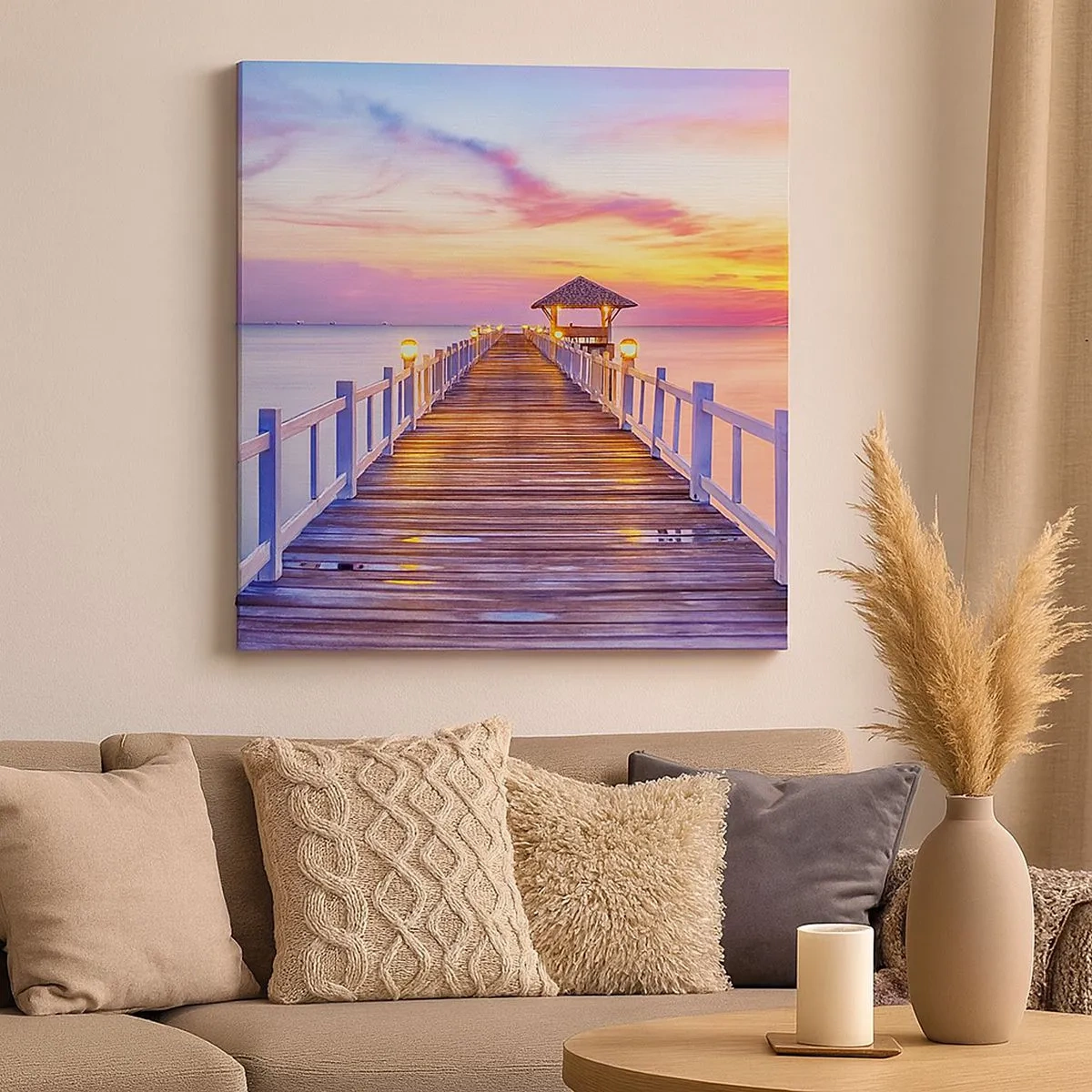 Obraz na plátně - Liliově-zlaté ticho večera - 30x30 cm