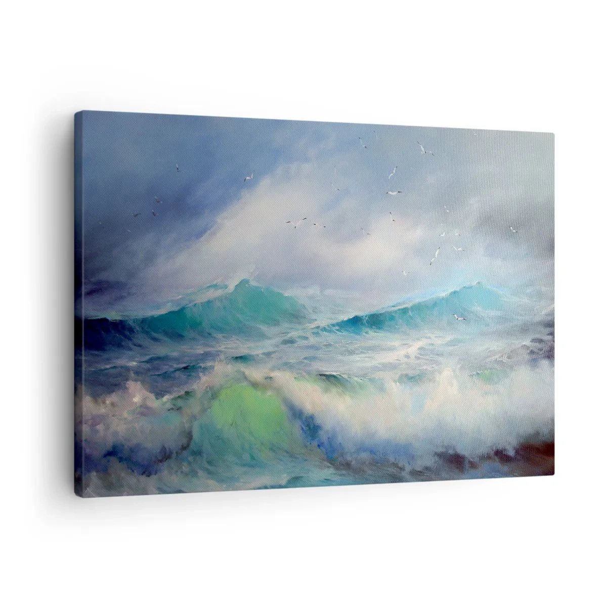 Obraz na plátně - Rozbouřené vlny na oceánu - 70x50cm - „Vichřice zavyla triumfálně…“ - Moderní nástěnná dekorace do obývacího pokoje a ložnice ARTTOR