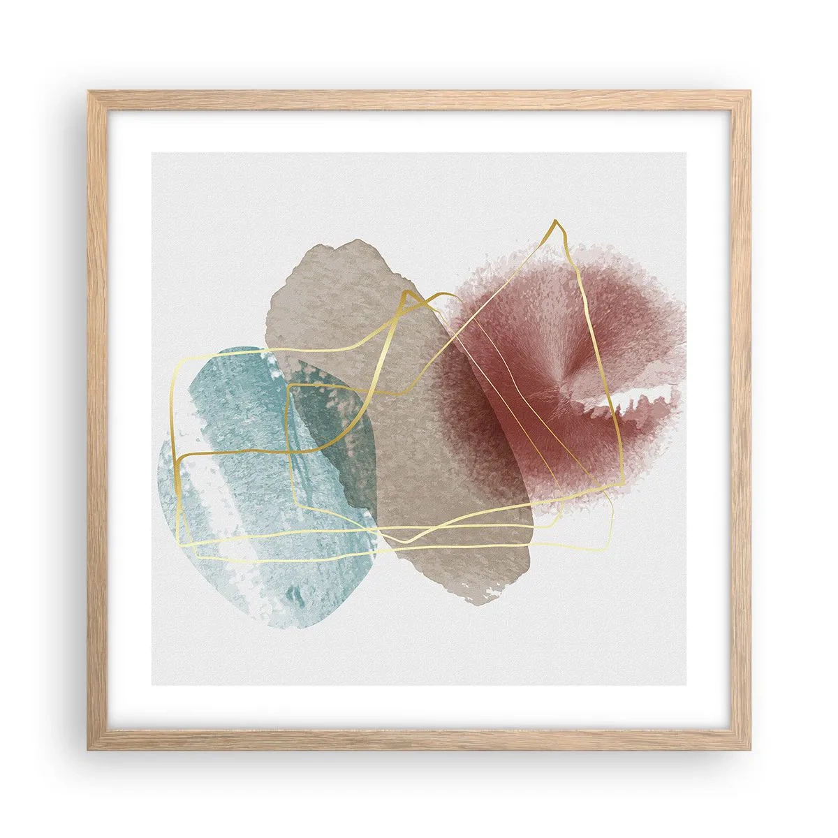 Plakát v rámu světlý dub - Korálky prostoru - 50x50 cm