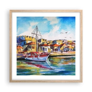 Plakát v rámu světlý dub - Duhové odpoledne - 50x50 cm