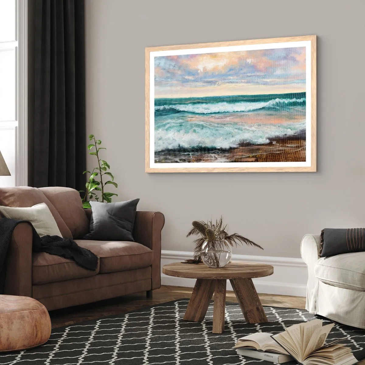 Plakát v rámu světlý dub - Tady uhladíš duši - 100x70 cm