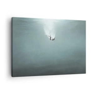 Obraz na plátně - Postava ponořená v hluboké tyrkysové vodě - 70x50cm - V objetí oceánu - Moderní nástěnná dekorace do obývacího pokoje a ložnice ARTTOR