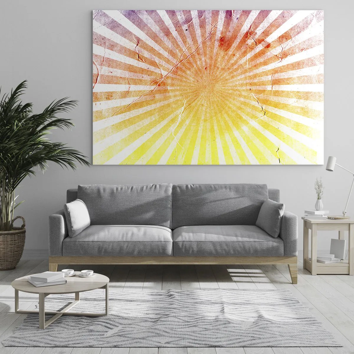 Obraz na skle - Paprsky vycházejícího nebo zapadajícího slunce v retro stylu - 70x50cm - Východy a západy - Moderní nástěnná dekorace do obývacího pokoje a ložnice ARTTOR