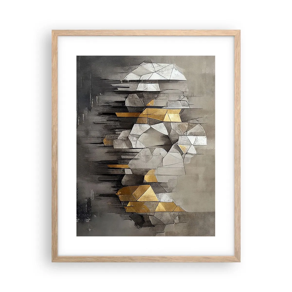 Plakát v rámu světlý dub - Kompozice z ledu a světla - 40x50 cm